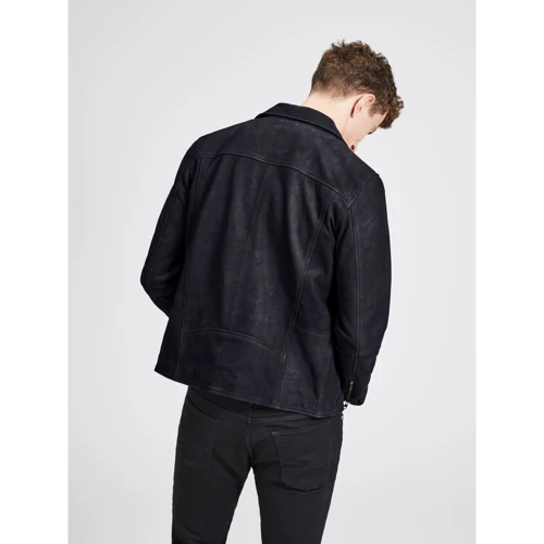 Кожаная куртка Jack & Jones 74667606 54 черная демисезон: Вид Куртки