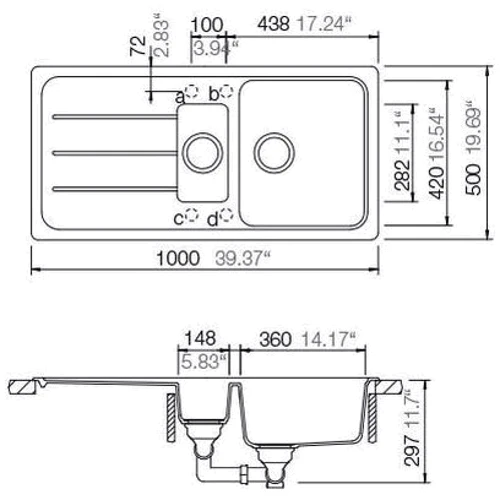 Кухонная мойка SCHOCK FORMHAUS D150 L Moonstone-22 (17166022): Форма Прямоугольная