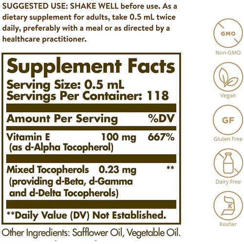 Solgar Liquid Vitamin E Солгар Вітамін E рідкий 59 мл: Тип вітамін E