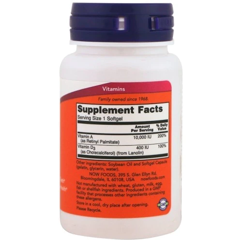 NOW Foods Vitamin A & D 10,000/400 IU Softgels 100 caps: Тип Витамин A