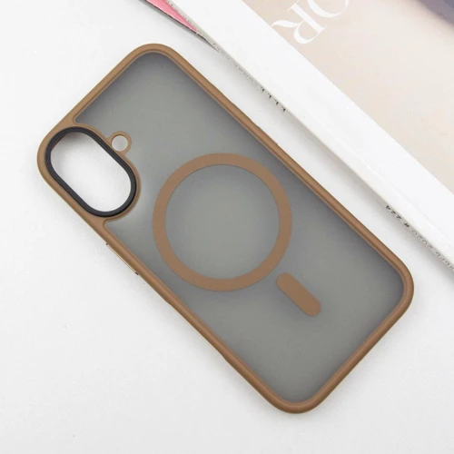 Чехол для iPhone Mobile Case TPU+PC Metal Buttons with MagSafe Gold for iPhone 16: Цвет золотой