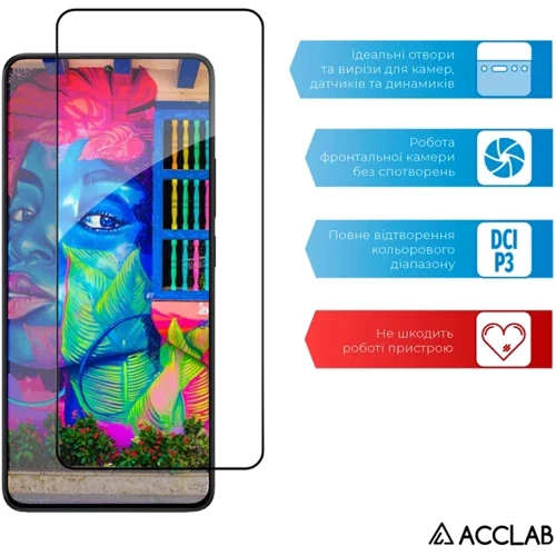 ACCLAB Tempered Glass Full Glue Black for Xiaomi Poco X6 Pro фото 5