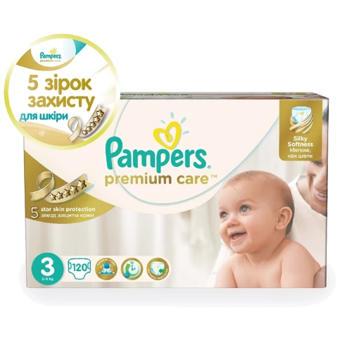 Підгузки Pampers Premium Care Midi (4-9 кг) Мега 120шт (4015400465461) фото 9