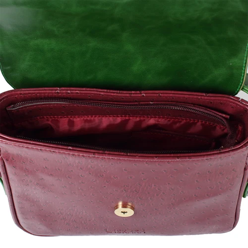 Жіноча сумка почтальонка Laskara різнобарвна (LK-10245-green-plum): Країна виробник Чехія