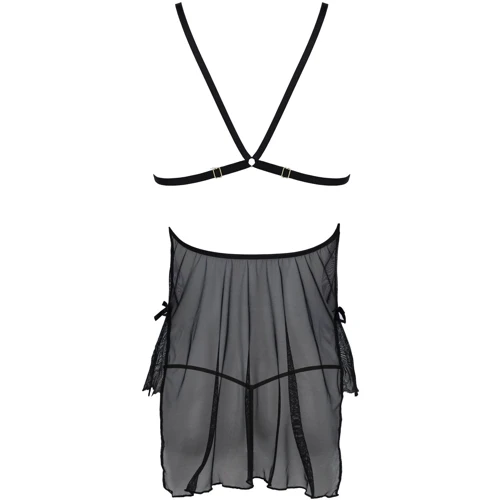 Сорочка Passion DELIENA CHEMISE Black XXL/XXXL (стринги в наборе)
