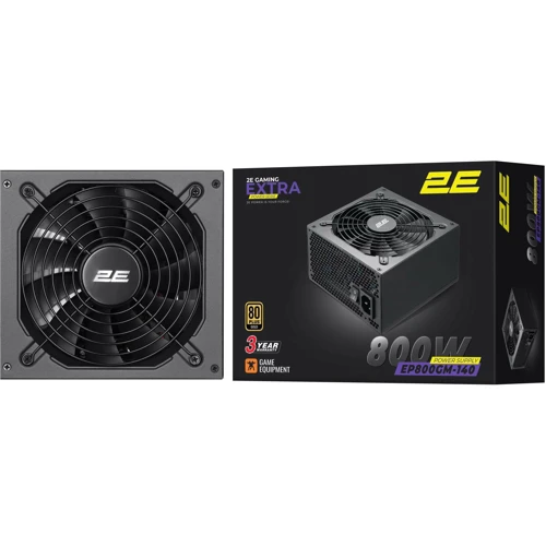 Блок питания 2E GAMING Extra Power (800W) (2E-EP800GM-140): Коннекторы 1xMB 24(20+4) pin, 550мм, 2xCPU 8(4+4) pin, 600+150мм, 4xPCI-E 8(6+2) pin, (500+150мм)x2 модульний, 1x12+4 Pin PCI-E Gen 5.1 600мм, 6xSATA, (400+150+150мм)x2 модульный, 3xMolex, 400+150+150мм модульны