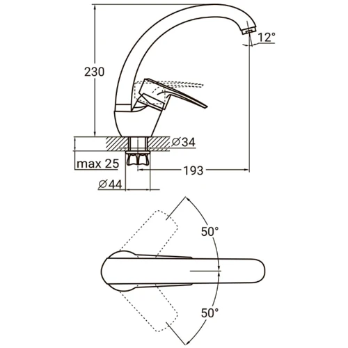 Змішувач для кухонного миття Aquatica ML-4B141C