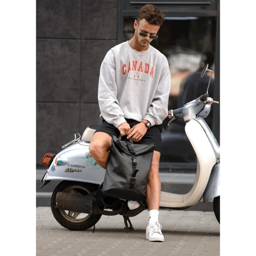 Чоловічий рюкзак Sambag RollTop KZN чорний (24300001): Фактура Матовая, Гладкая