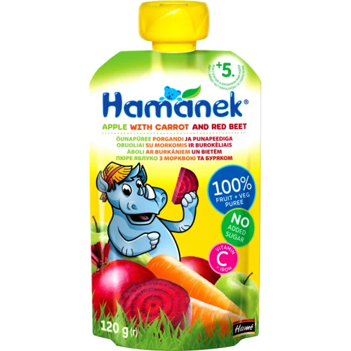 Пюре Hame Хаманек (пауч) яблоко с морковью и свеклой 120 (8595139790523)