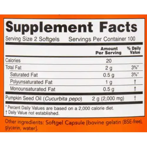 Now Foods Pumpkin Seed Oil Тыквенное масло 1000 мг 200 гелевых капсул: Тип Пищеварительные ферменты