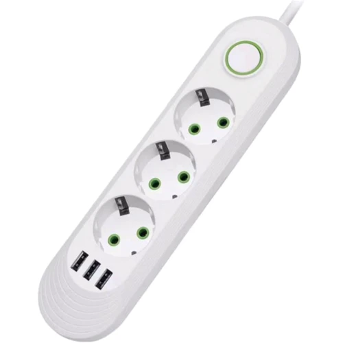 Сетевой фильтр Voltronic F03U 3 розетки EU 3хUSB White (F03U-White)