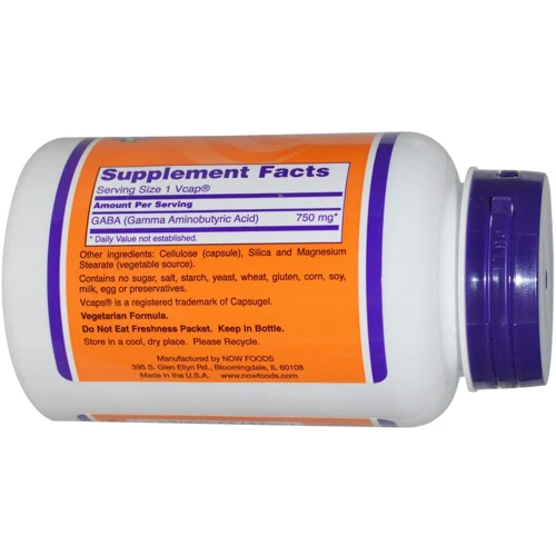 NOW Foods GABA 750 mg 100 veg caps: Форма выпуска Капсулы