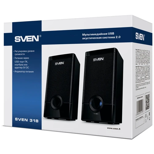 Акустическая система Sven 318 Black: Материал корпуса Пластик