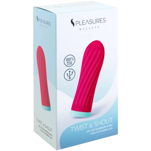 Вибропуля S Pleasures Bullets Twist & Shout Cerise, ярко-розовая