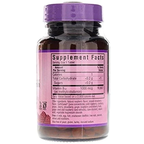 Bluebonnet Nutrition Earth Sweet Chewables Methylcobalamin 1000 mcg 60 chewable tabs Raspberry: Тип вітамін B