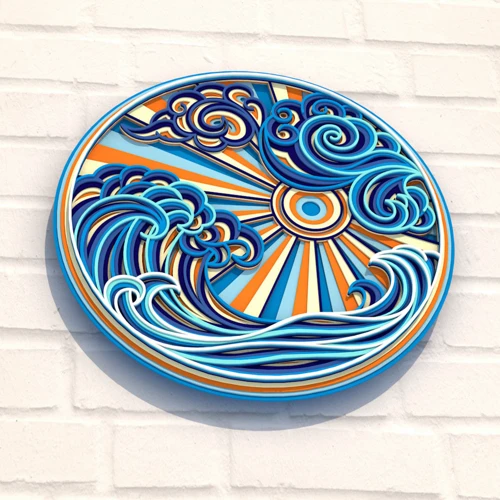 Дерев'яна картина-розмальовка Wortex Woods Пейзаж Сонце та Хвилі 1 30х30 (3DP30001)