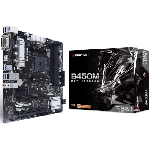 Biostar B450MX: Оперативна пам'ять 4xDDR4 4333 МГц, до 128 ГБ