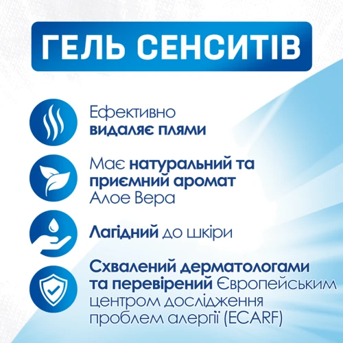Гель для прання Persil Sensitive 1 л: Призначення по типу білизни Детское