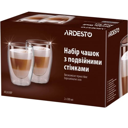 Набор чашек с двойными стенками Ardesto, 300 мл, 2 шт (AR2630BP): Форма конус