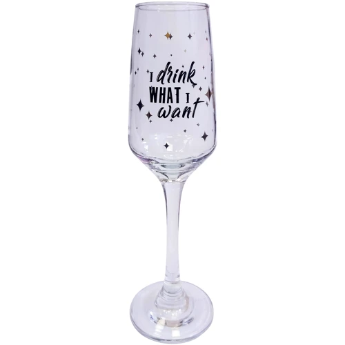 Бокал для шампанского I drink what I want желтый