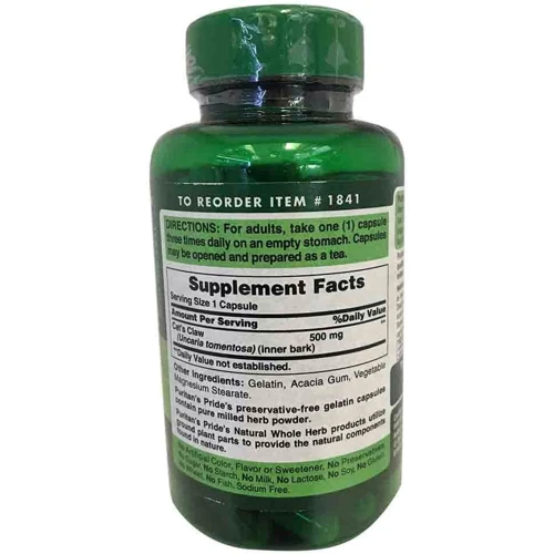 Puritan's Pride Cat's Claw 500 mg 100 caps Кошачий коготь: Форма выпуска Капсулы