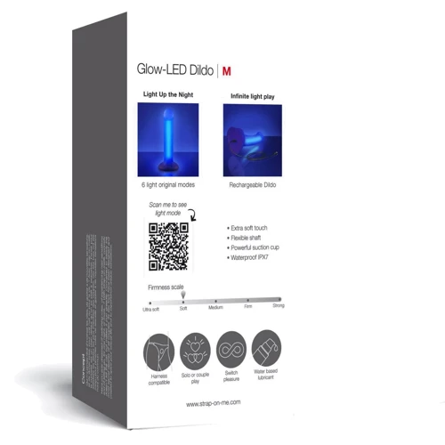 Дилдо, що світиться Strap-On-Me Glow-LED Dildo Purple - M