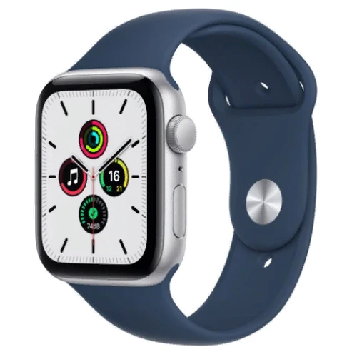 Apple Watch SE 44mm GPS Silver Aluminum Case with Abyss Blue Sport Band (MKQ43)