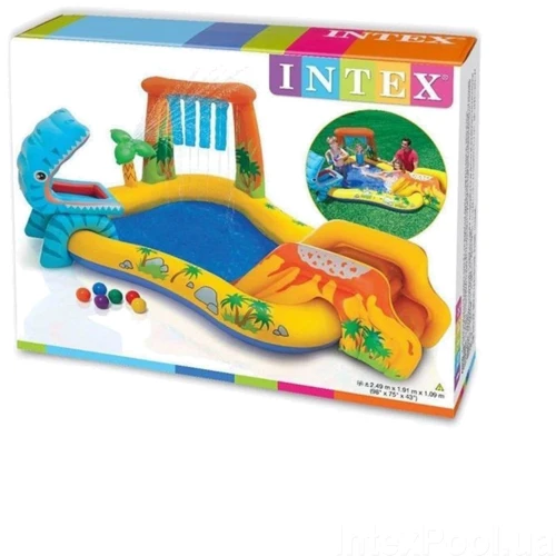 Бассейн Intex детский надувной игровой центр с горкой и фонтаном 249х191х109 см (57444) фото 1