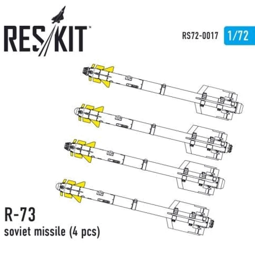 Смоляной набор RESKIT Управляемая ракета класса воздух-воздух R-73, 4 шт RS72-0017