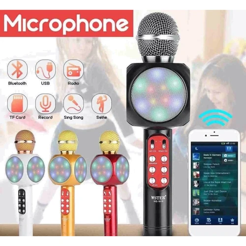 Бездротовий мікрофон 4 кольори, караоке, bluetooth, USB, колонка, мікс (З 48342)