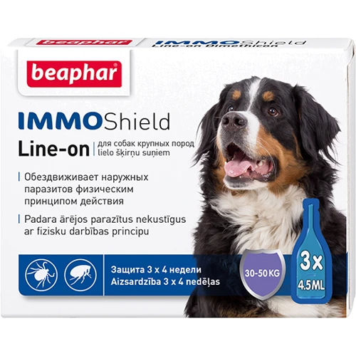 Капли от блох и клещей для собак Beapar IMMO Shield Line-on больше 30 кг 3 пипетки (13584)