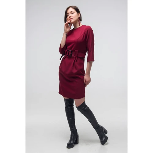 Платье FLFashion Агния ТПА 2682 50 бордовое повседневное до середины бедра: Длина рукава Рукав 3/4