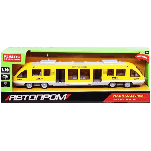 Машинка игрушечная Автопром Электричка 43х6х9 см, желтый (7954AB)