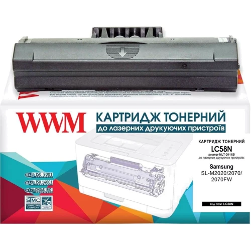 Картридж WWM для Samsung SL-M2020 / 2070 / 2070FW аналог MLT-D111S Black (LC58N)