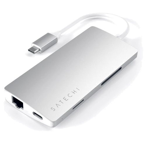 Адаптер Satechi Adapter USB-C to USB-C+RJ45+HDMI+3xUSB3.0 Silver (ST-TCMA2S): Колір сріблястий
