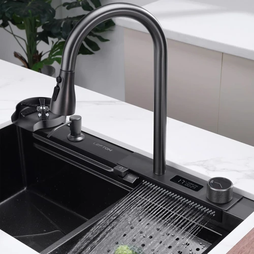 Кухонная мойка Lefton Waterfall Workstation Kitchen Sink Set With Digital Temperature Display-KS2204