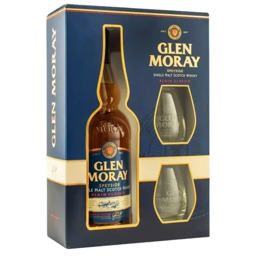 Віскі односолодовий Glen Moray Elgin Classic в подарунковій упаковці + 2 склянки 40% 0.7 л (EV5060116320787)