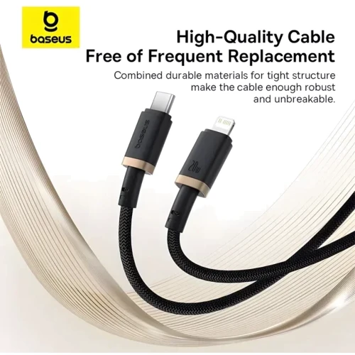 Кабель Baseus Cable USB-C to Lightning Dura Series 20W 2m Black/Gold (P10377800U01-02): Длина 2 м