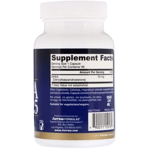 Jarrow Formulas DHEA 25 25 mg 90 veg caps Дегидроэпиандростерон: Форма выпуска Капсулы