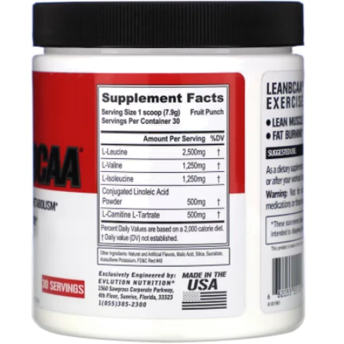 Аминокислота для спорта EVL Lean BCAA 237 g /30 servings/ Fruit Punch: Вкус Фруктовый пунш