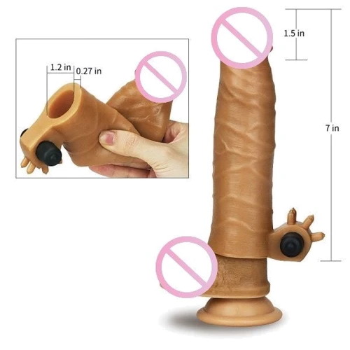 Насадка с вибрацией LoveToy Add 1.5" Vibrating Silicone Extender, Brown