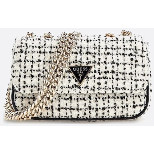 Жіноча сумка крос боді GUESS SPARK MICRO MINI чорно-біла (HWTZ8700780-BKW): Фактура Тканая