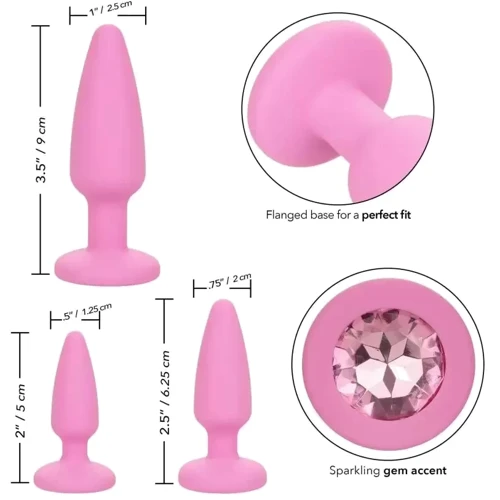 Набор анальных пробок California Exotic Novelties First Time Crystal Booty Anal Plug Set (розовый)