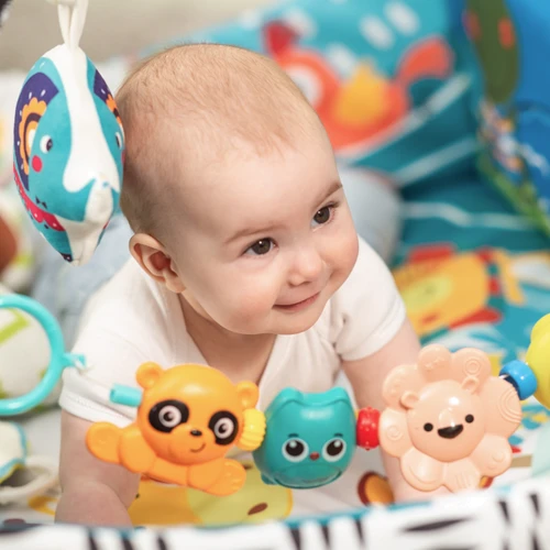 Розвиваючий килимок Lionelo ANIKA PLUS MULTICOLOR: Особливості подушка, игровые дуги, бортики