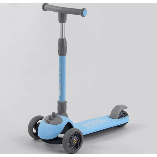 Самокат триколісний Best Scooter складаний алюмінієвий кермо, 3 колеса PU зі світлом Blue (102027)