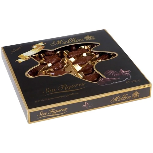 Цукерки Melbon Sea Figures Dark Chocolate with Hazelnut, 250 г (WT4488): Вага, г 250
