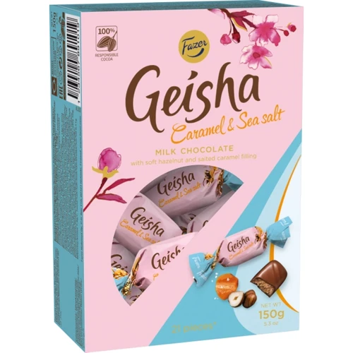 Цукерки Fazer Geisha з карамеллю та морською сіллю 150 г (6416453072763)