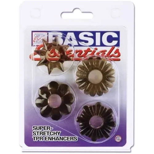 Набір із чотирьох кілець на пеніс California Exotic Novelties Basic Essentials 4 Pack-Smoke