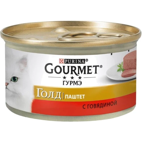 Влажный корм GOURMET Gold для взрослых кошек паштет с говядиной 85 г (7613034190314): Тип Влажный корм