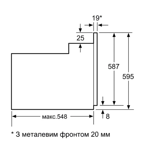Духова шафа електрична Bosch HBJ558YS3Q: Розміри 59.5х59.5х54.8см